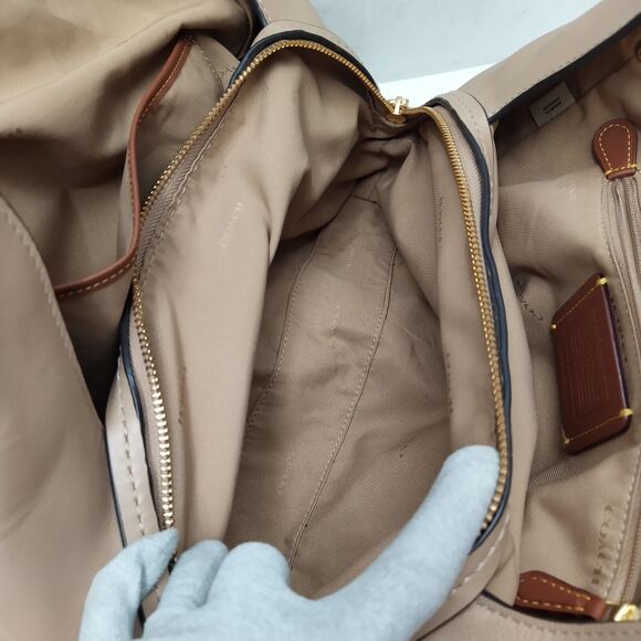 Coach Dalton Bag 31 Taupe Canvas Leather 3 Compartments Shoulder Bag - Picture 9 of 16